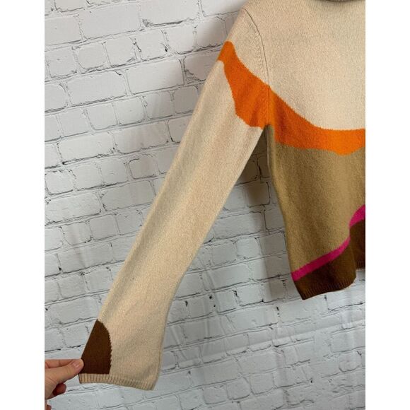 CASUAL CORNER wool blend beige brown colorblock cowl neck sweater pullover XL - Picture 4 of 7